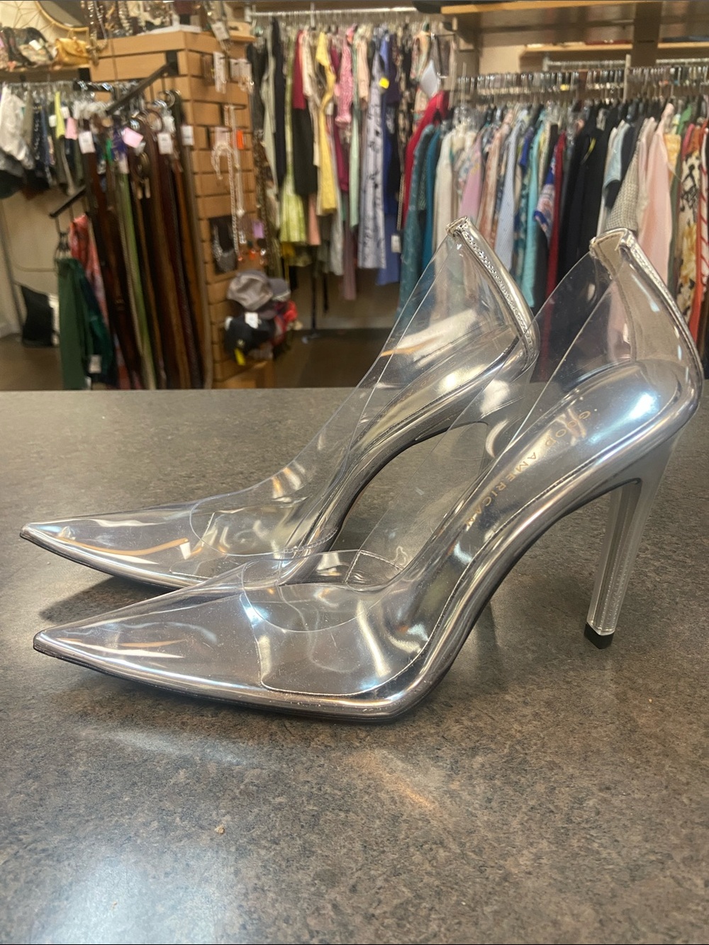 Good American Clear PVC Pointed-Toe Pumps - Picture 3 of 5
